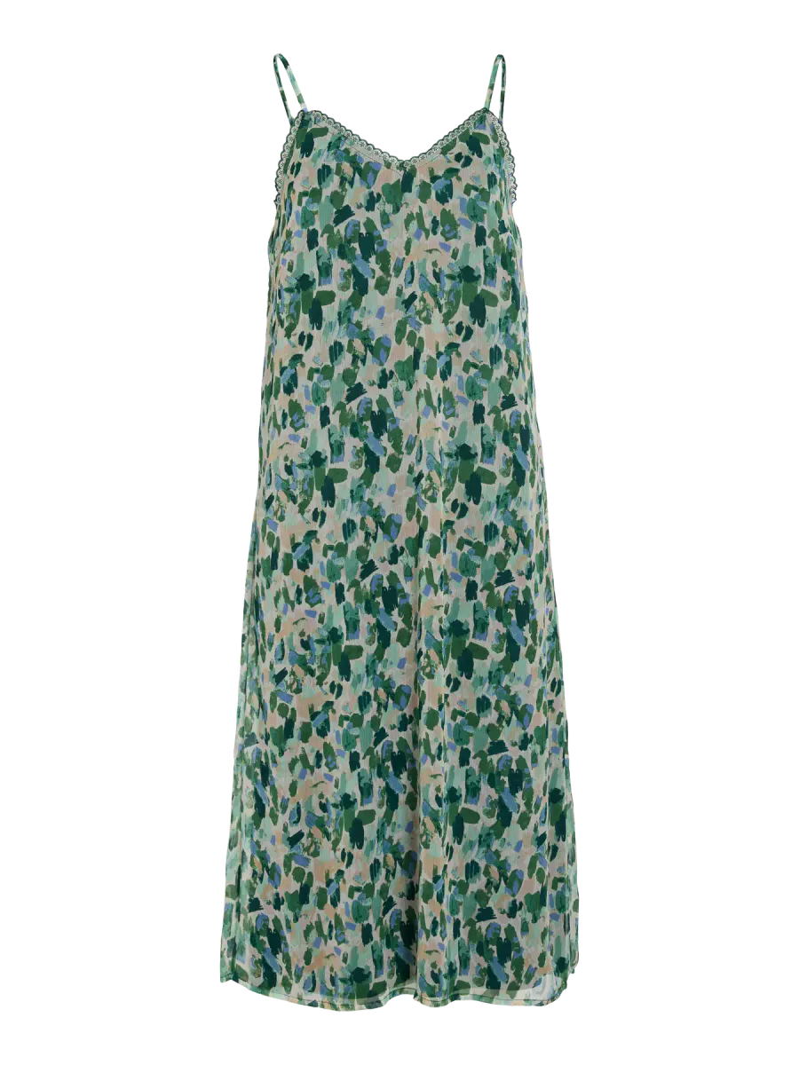 EMMA STROPPE KJOLE - GRØNT PRINT