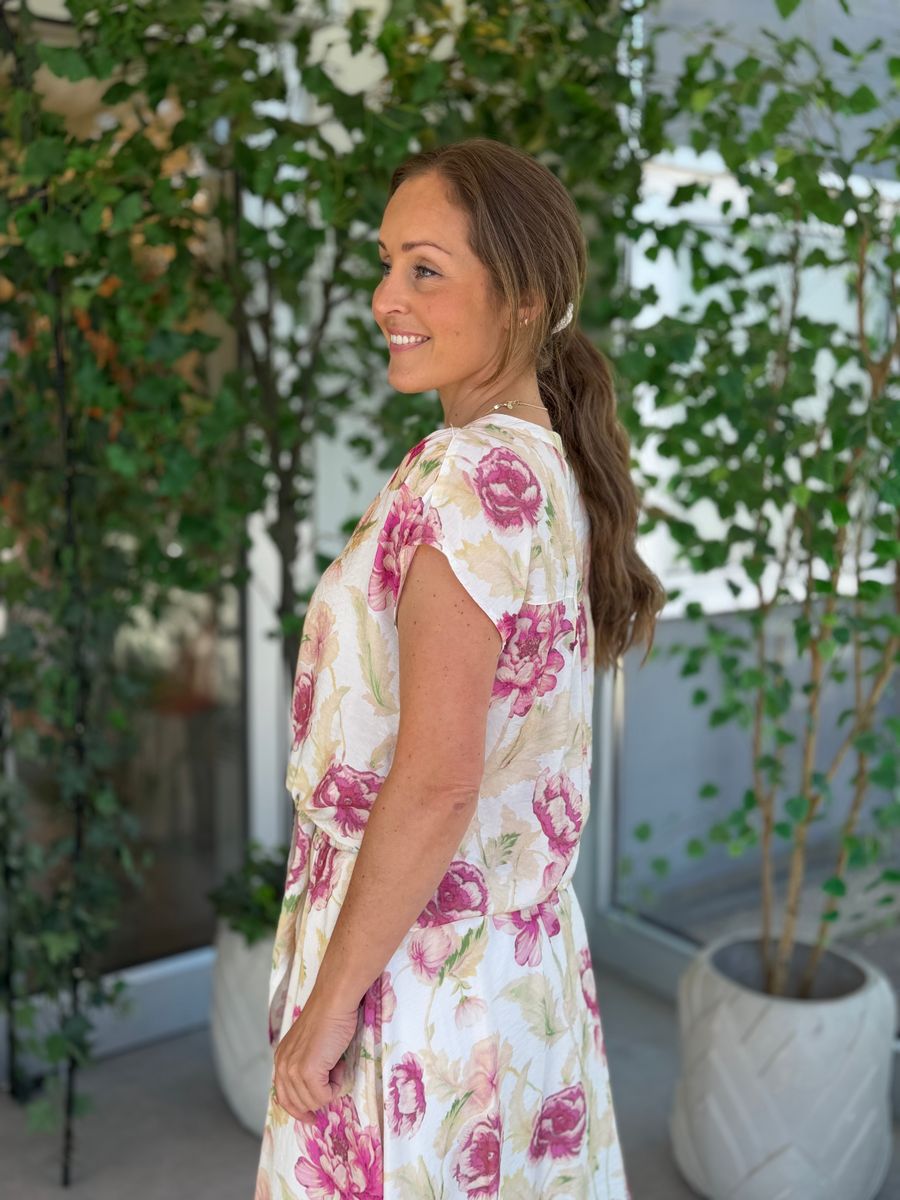 MAISE BLUSE M/KNYTING - ROSA BLOMSTER