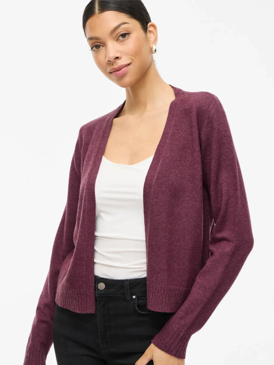 VIRIL SHORT CARDIGAN - PLOMME