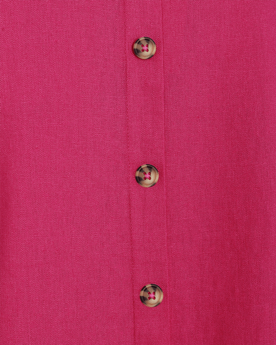 LAVA LIN/VISCOSE TOPP M/KNAPPER BAK - CERISE