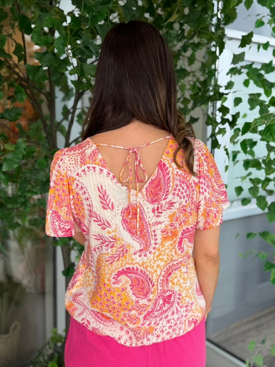 NINA TOPP PAISLEY - ROSA/ORANGE