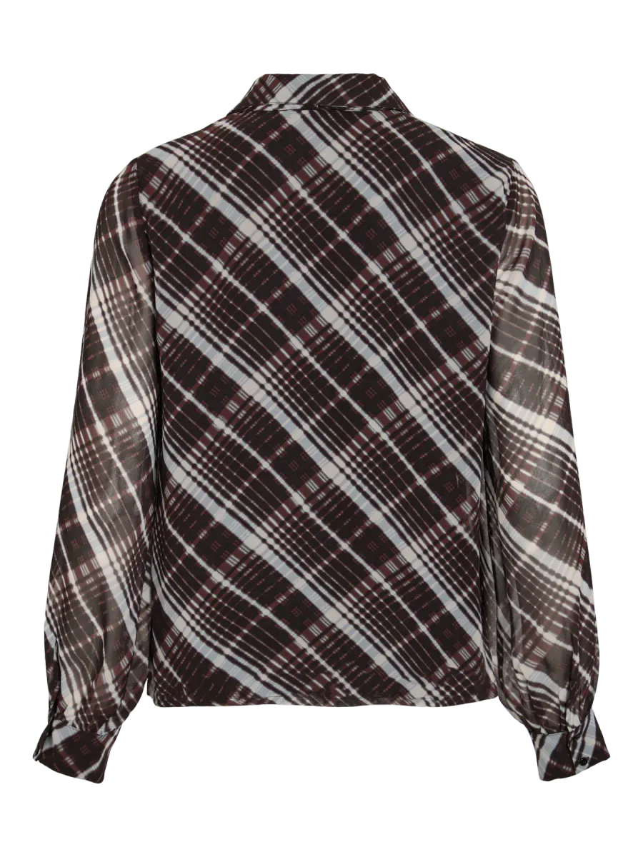 DALIANA BLUSE M/BÅND - SORT CHECK