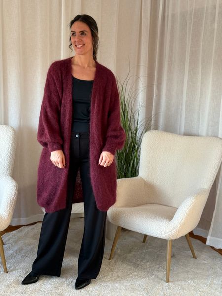 Hovedbilde MOHAIR LANG STRIKKEJAKKE - PLOMME