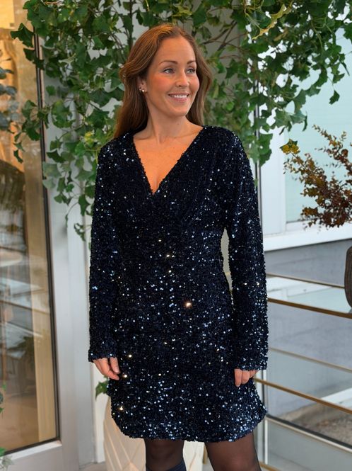Hovedbilde KAMMY PALJETT KJOLE V-HALS - NAVY