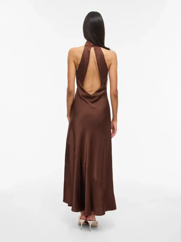 BEA HALTERNECK KJOLE - BRUN
