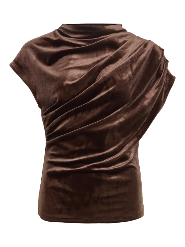 LIVAS VELVET TOPP - BRUN
