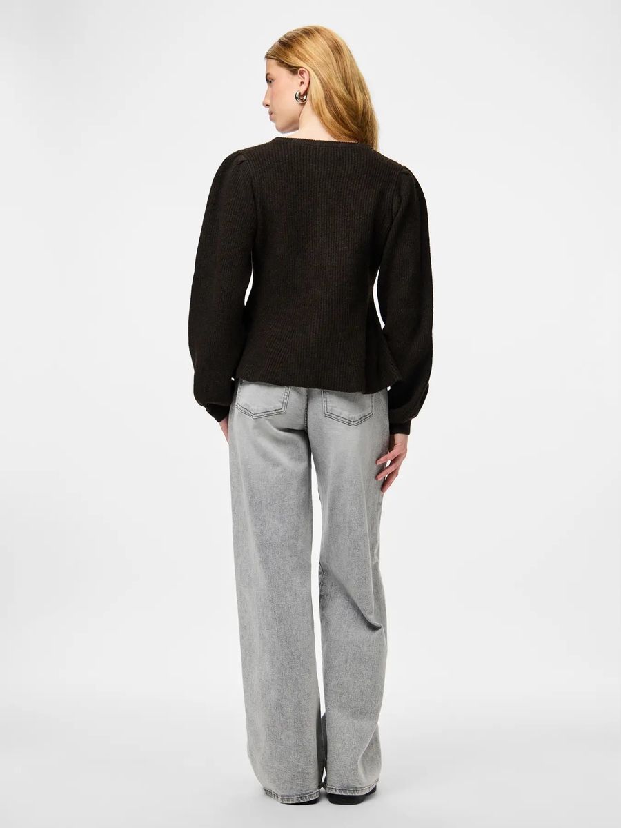 SILLY CARDIGAN M/ PUFF & LANG ERM - BRUN