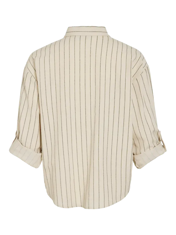 PRISILLA SKJORTE M/STRIPER - NATUR/OLIVEN