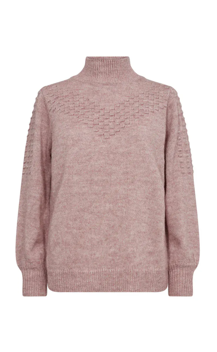 NAIA STRIKKET GENSER - PALE MAUVE MELANGE