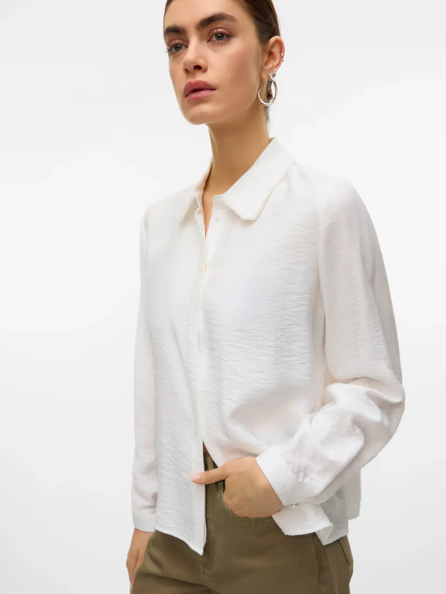 FALINA SKJORTE PERLEKRAGE - OFFWHITE
