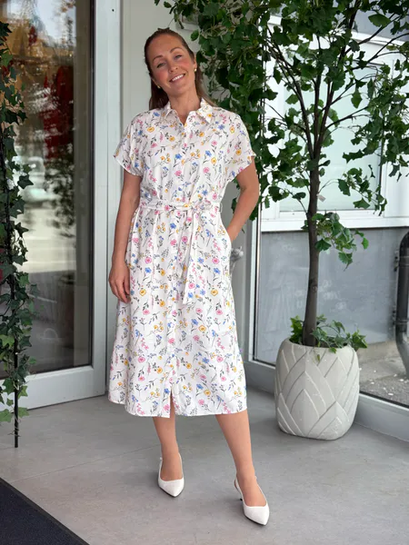 Hovedbilde MOLLI KJOLE BLOMSTER - OFFWHITE/GUL/ROSA