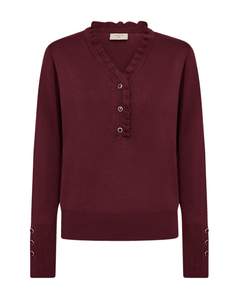 Hovedbilde KATIE GENSER FRILL & V-HALS - PLOMME