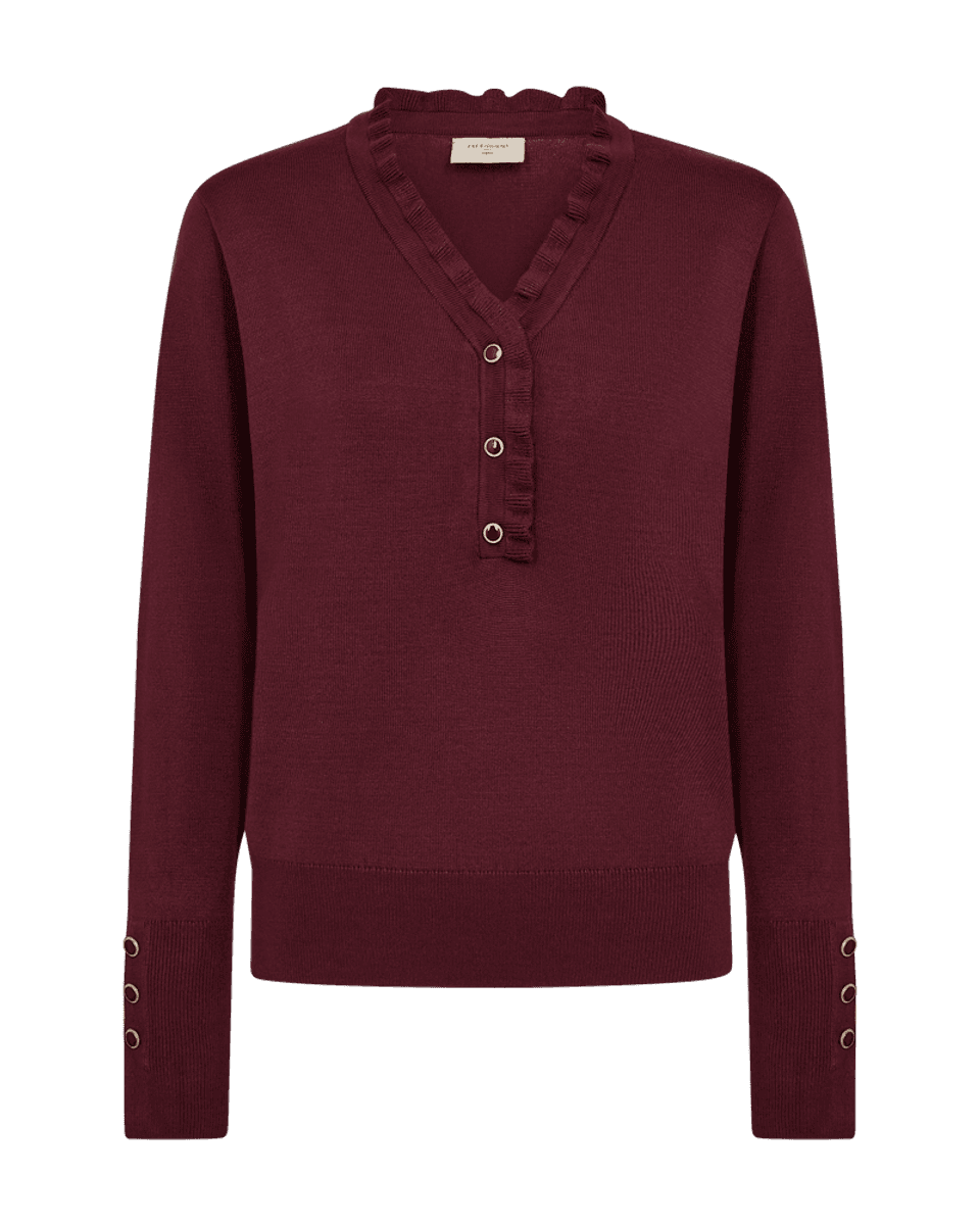 KATIE GENSER FRILL & V-HALS - PLOMME