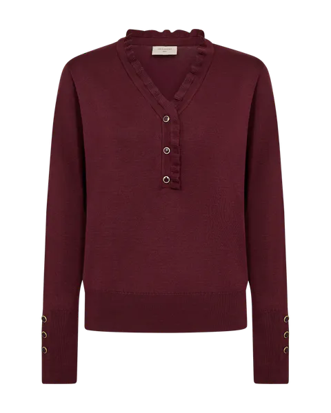 Hovedbilde KATIE GENSER FRILL & V-HALS - PLOMME