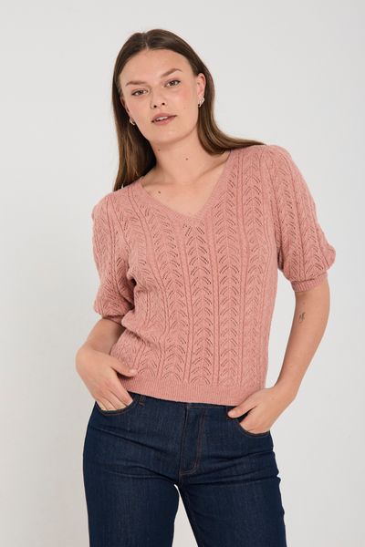 Hovedbilde CLARRY GENSER V-HALS KORT ERM - ROSE