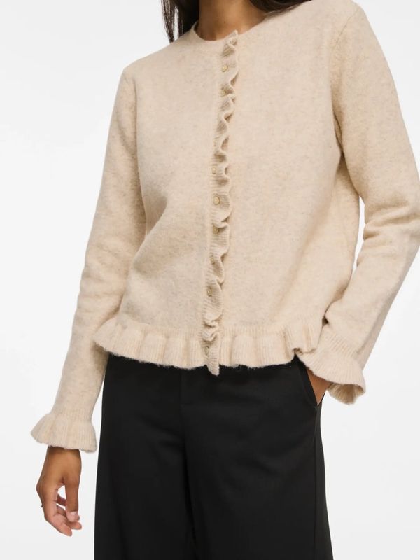 JACIA CARDIGAN M/FRILL - SAND MELERT