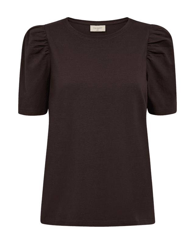 FENJA T-SHIRT M/PUFFERM - MØRK BRUN