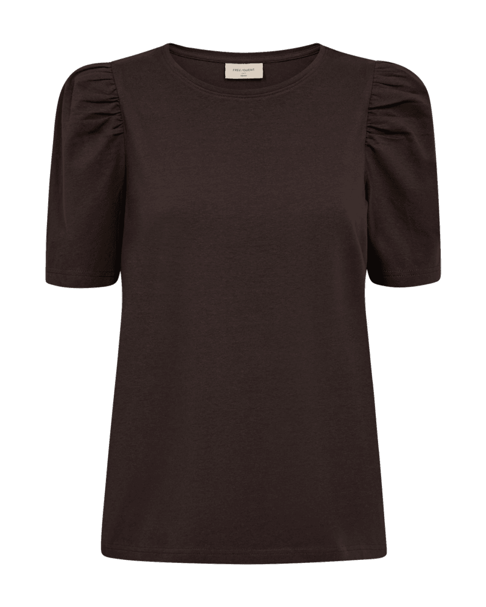 FENJA T-SHIRT M/PUFFERM - MØRK BRUN