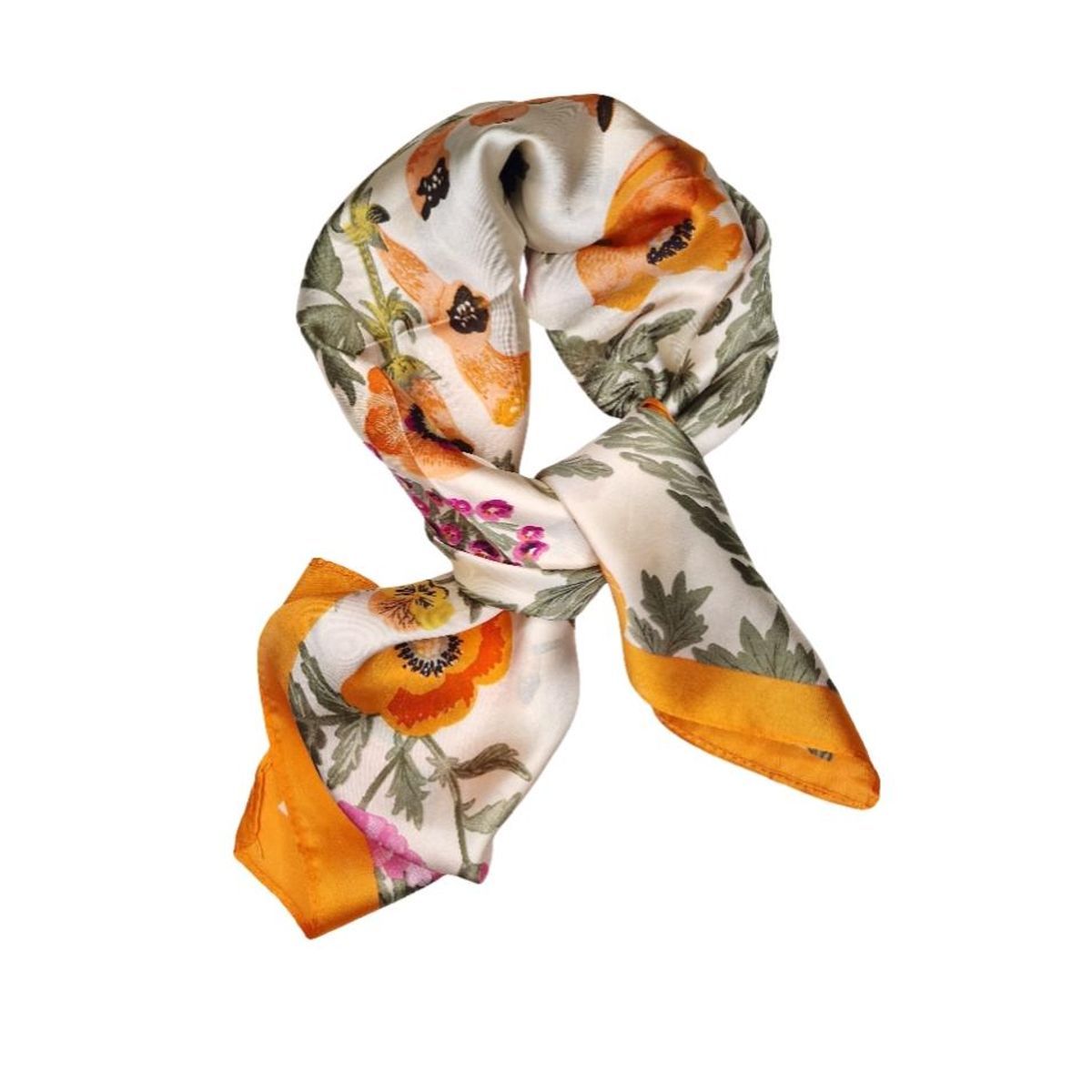 SKJERF SILKELOOK FLOWERS - ORANGE