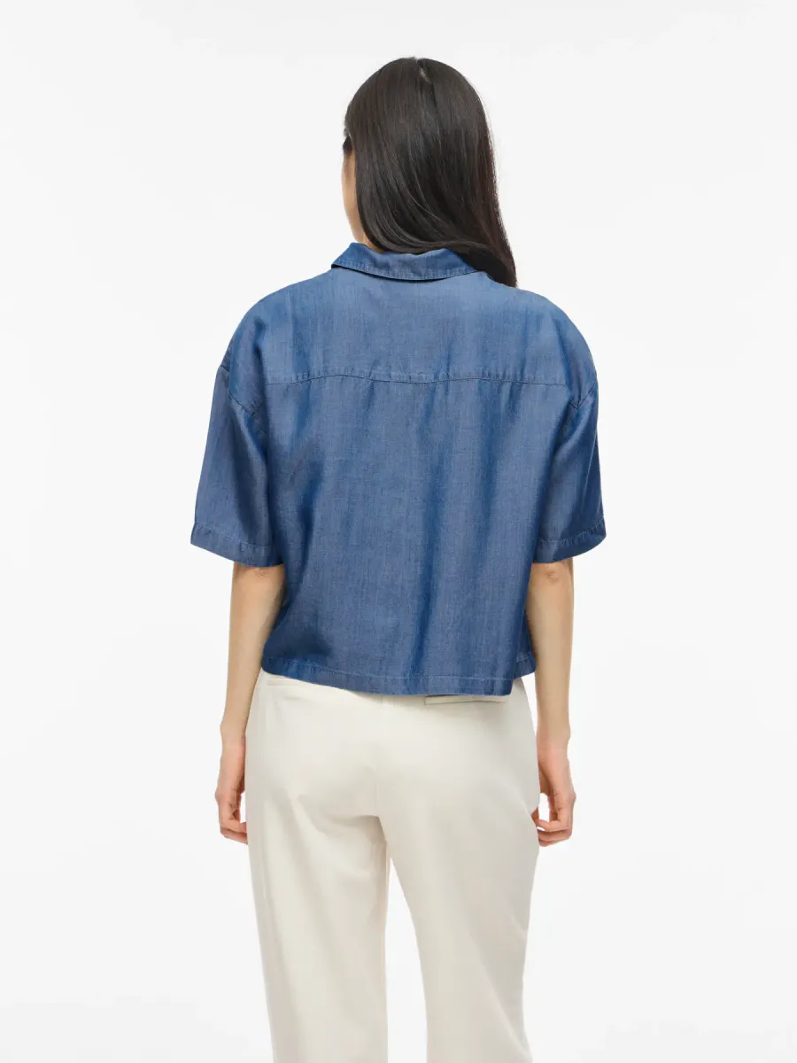 TEVIRA TENCEL SKJORTE - MEDIUM BLÅ