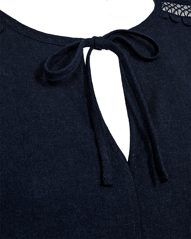 LALUNA LIN/VISCOSE KJOLE M/EMBRO - NAVY