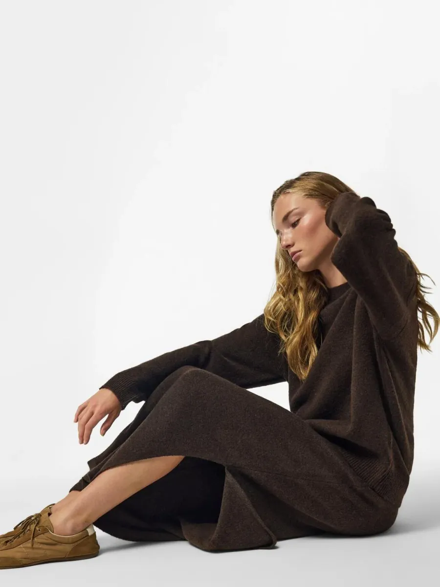 SALLY KNIT SKJØRT - BRUN