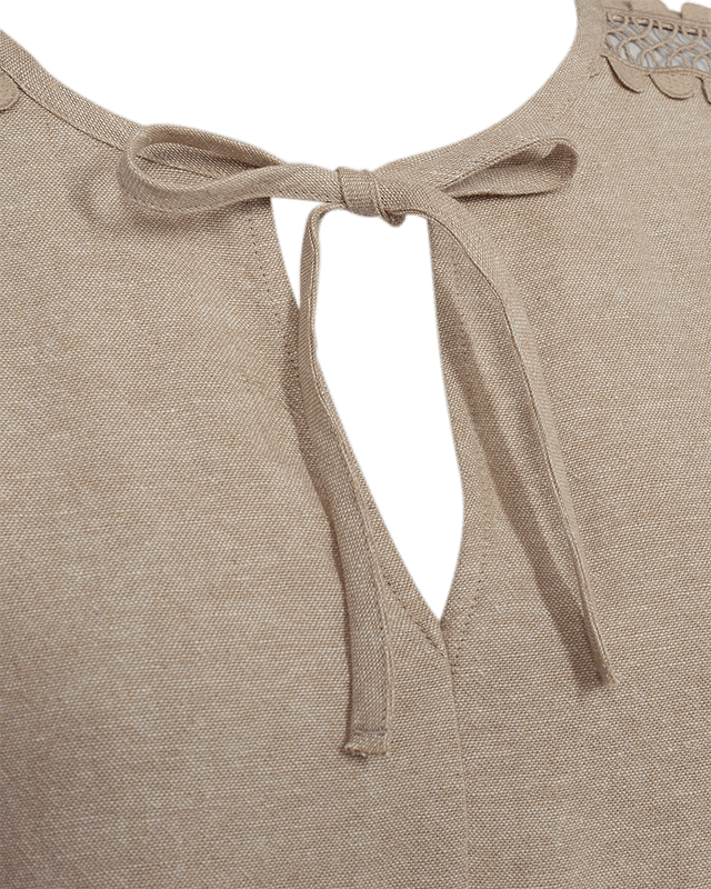 LALUNA LIN/VISCOSE KJOLE M/EMBRO - SAND