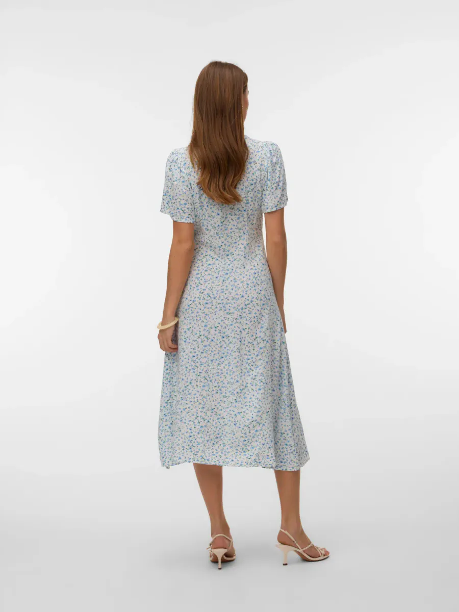 ALBA MAXI KJOLE FLOWER - LYSBLÅ