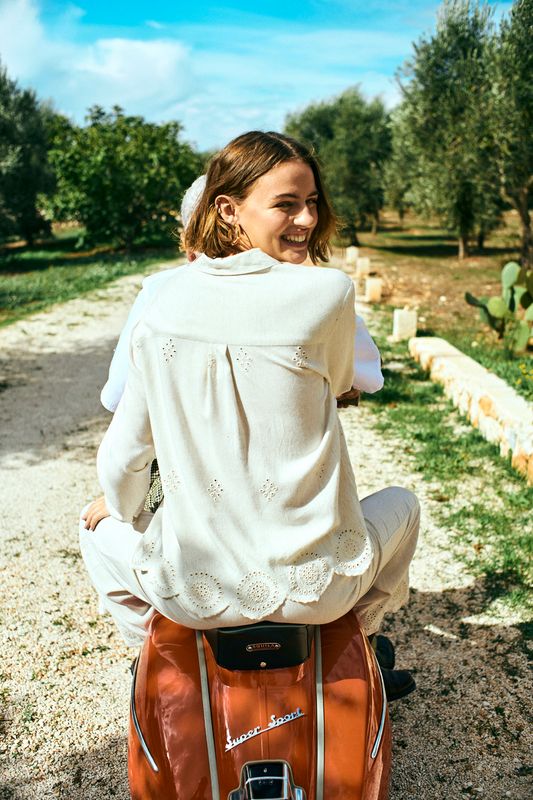 LINUS BLUSE M/EMBRO - MOONBEAM