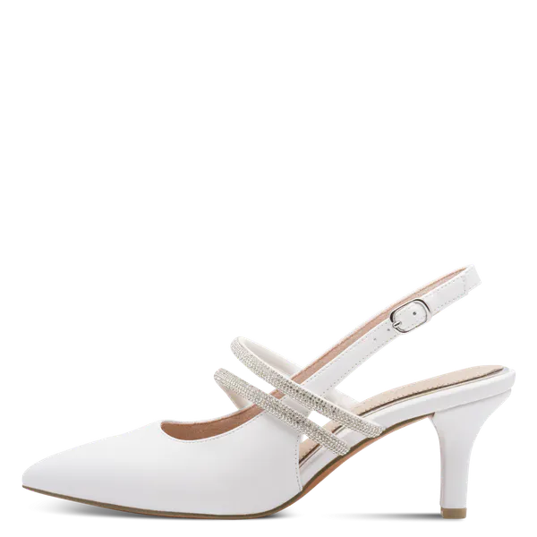 Hovedbilde PUMPS M/SLINGBACK & STRASS - HVIT