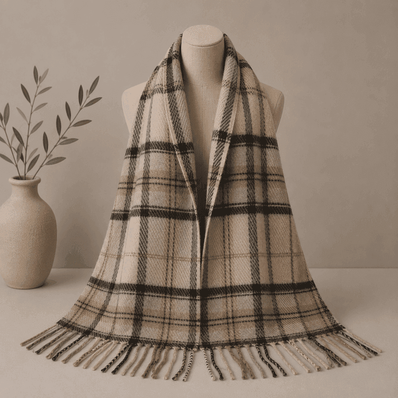 SKJERF ULLMIX RUTER - CAMEL / BRUN