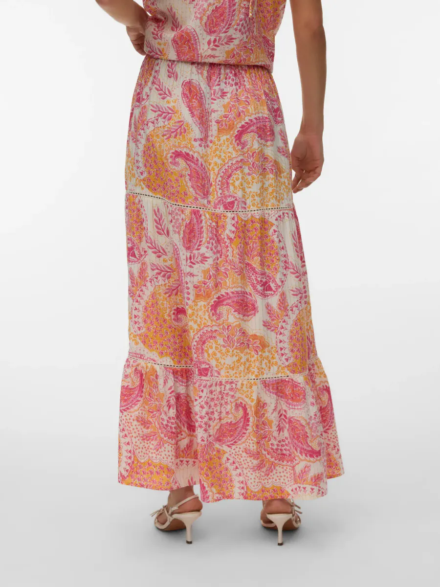 NINA SKJØRT PAISLEY - ROSA/ORANGE