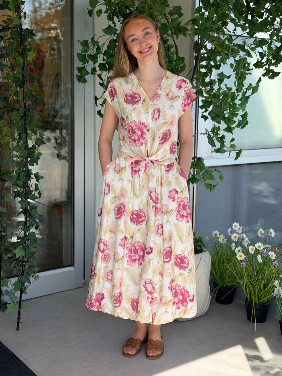 MAISE BLUSE M/KNYTING - ROSA BLOMSTER