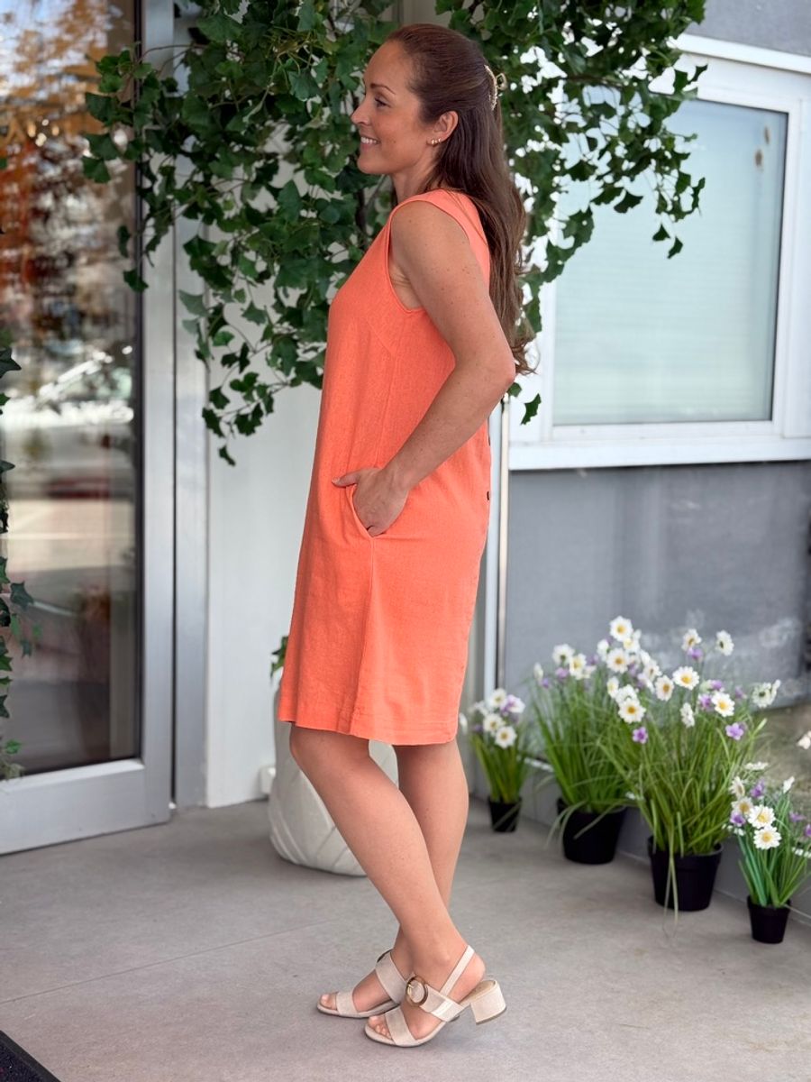 LAVA KJOLE U/ERM M/KNAPPER BAK - ORANGE 