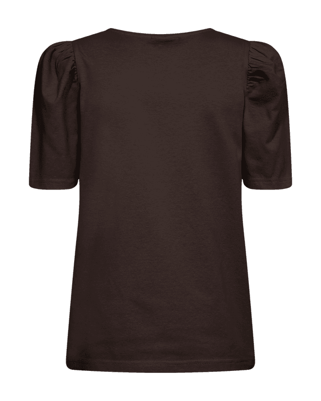 FENJA T-SHIRT M/PUFFERM - MØRK BRUN