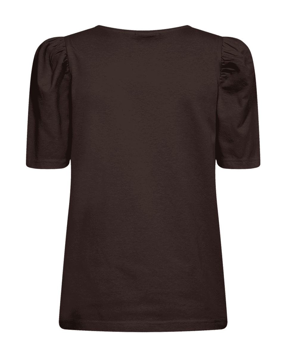 FENJA T-SHIRT M/PUFFERM - MØRK BRUN