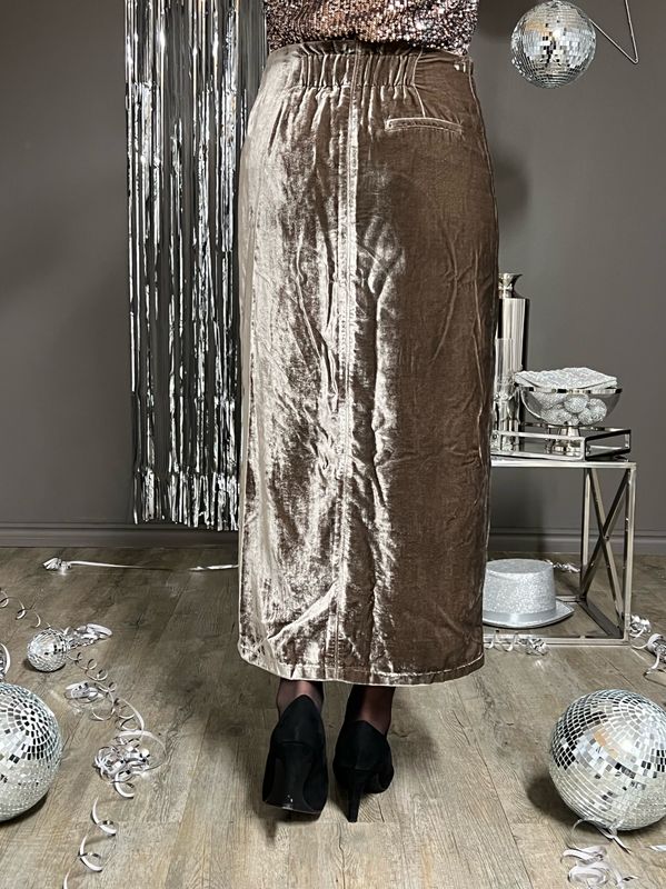 LINE OF OSLO - TRACY VELVET SKJØRT - TAUPE