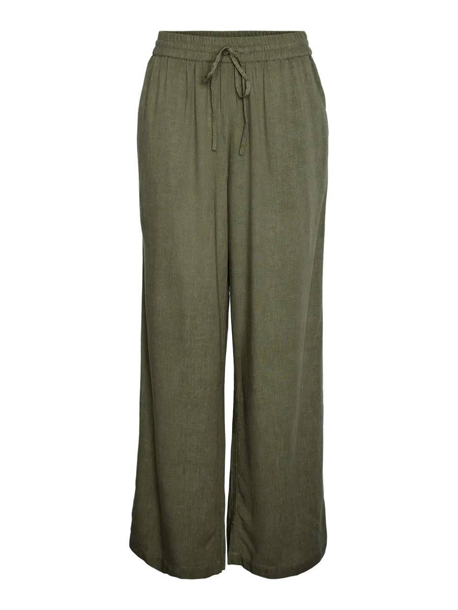 PIA LIN/VISCOSE BUKSE - OLIVEN