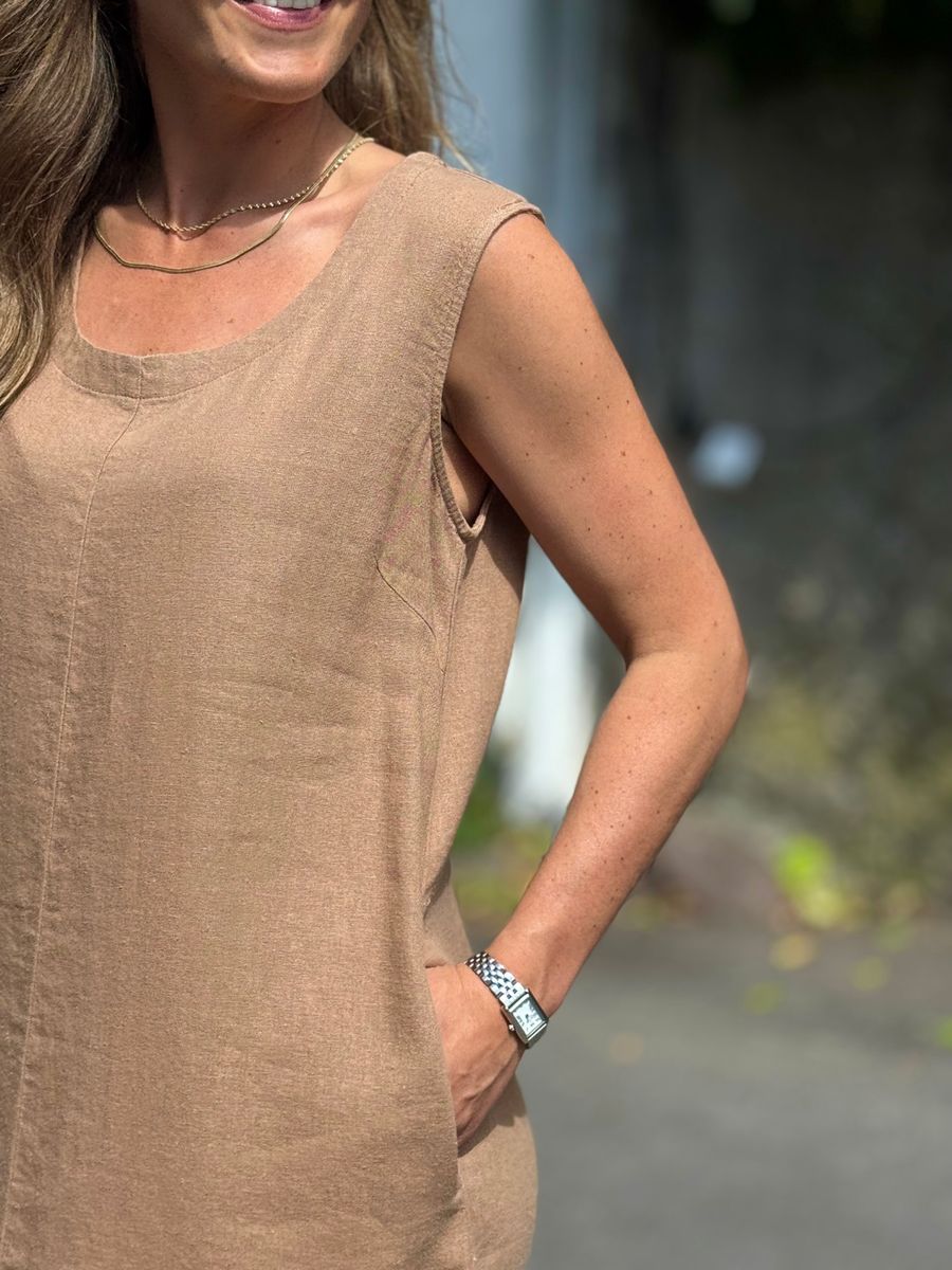 LAVA LIN/VISCOSE KJOLE U/ERM - DUSTY COGNAC