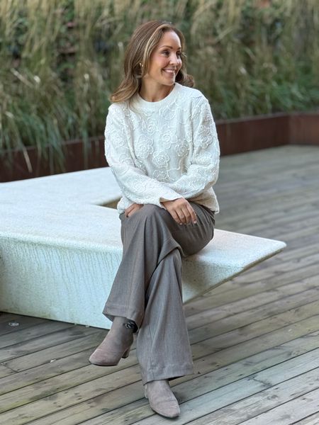 Hovedbilde HAYDEN STRIKKET GENSER - OFFWHITE MELERT 