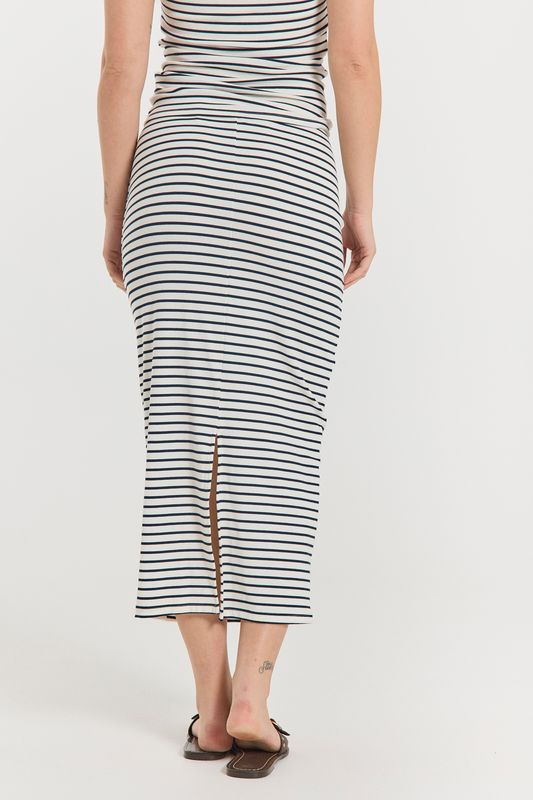 ZIA SKJØRT STRIPER - HVIT / NAVY