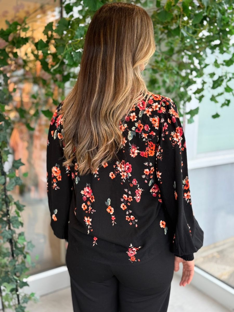 ELMA BLUSE FLOWER - SORT