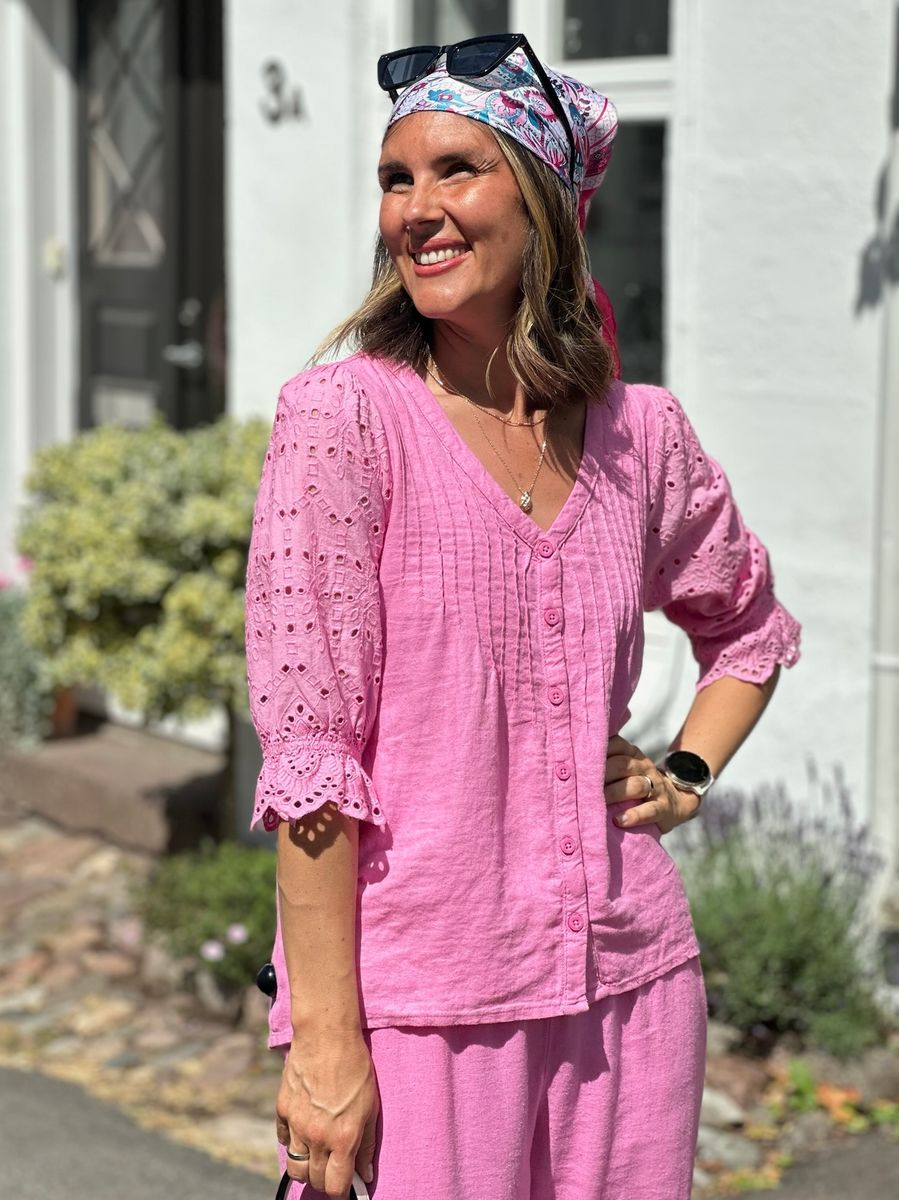 LALUNA LIN/VISCOSE BLUSE - ROSA