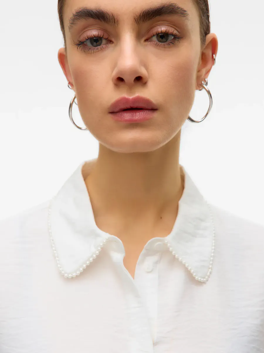 FALINA SKJORTE PERLEKRAGE - OFFWHITE
