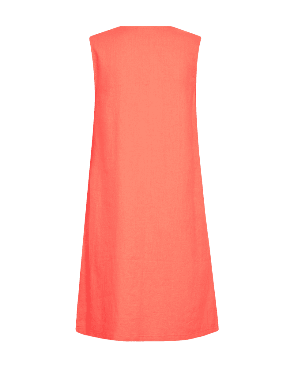 LAVA LIN/VISCOSE ERMLØS KJOLE M/ V-HALS - ORANGE