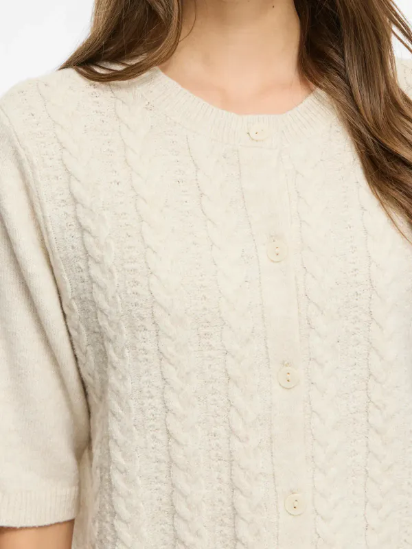 LIGA CABEL CARDIGAN 2/4 ERM - CREAM MELERT