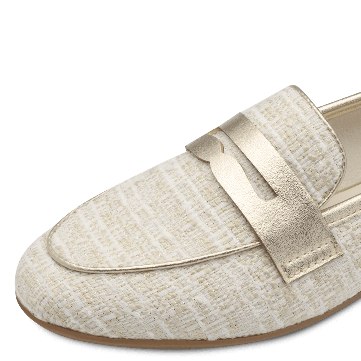 MOKASIN BOUCLE M/GULL DETALJER  - CREAM