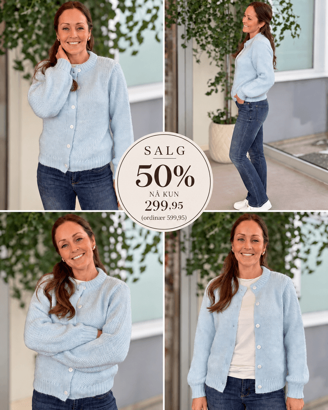 WILO STRIKKET CARDIGAN - LYSEBLÅ