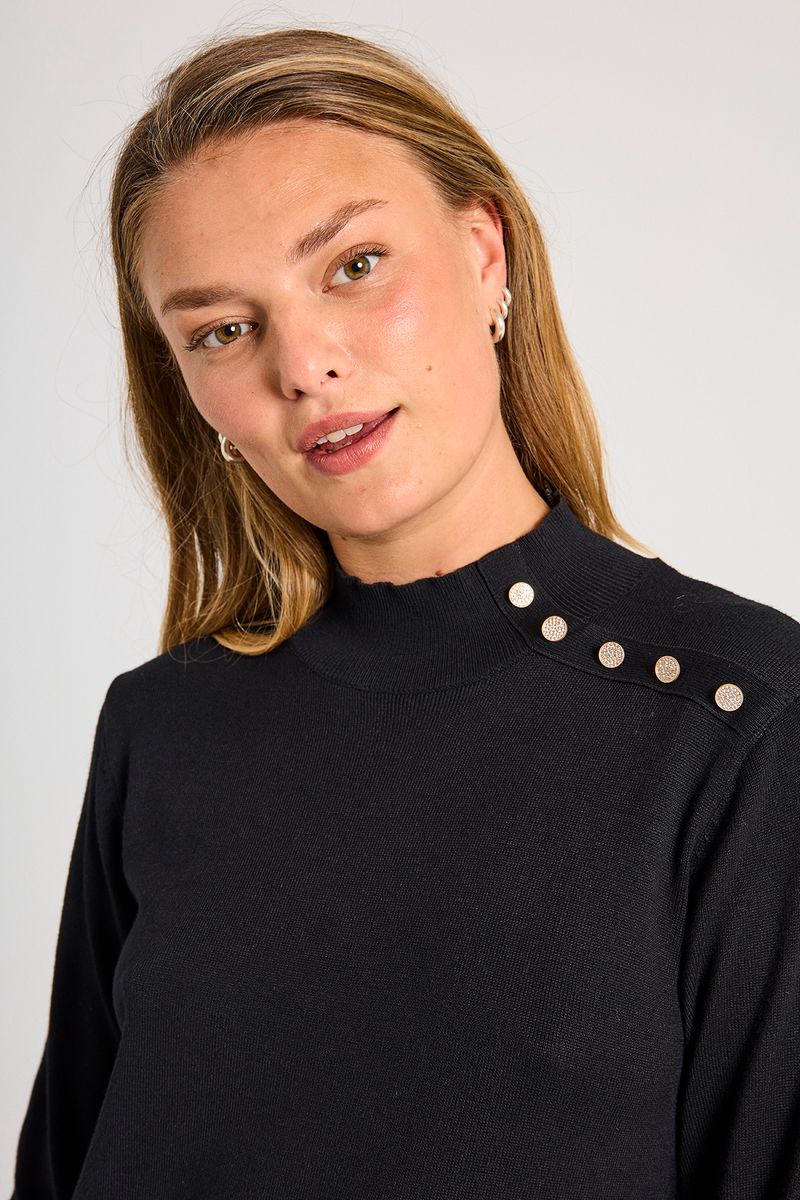 KATIE KJOLE M/BLING KNAPPER - SORT