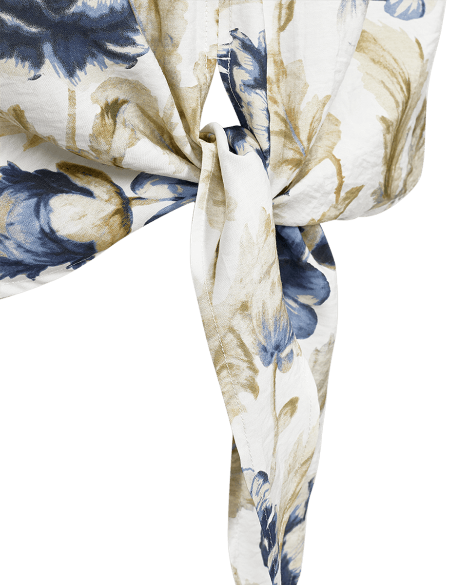 MAISE BLUSE M/KNYTING - LYSBLÅ BLOMSTER